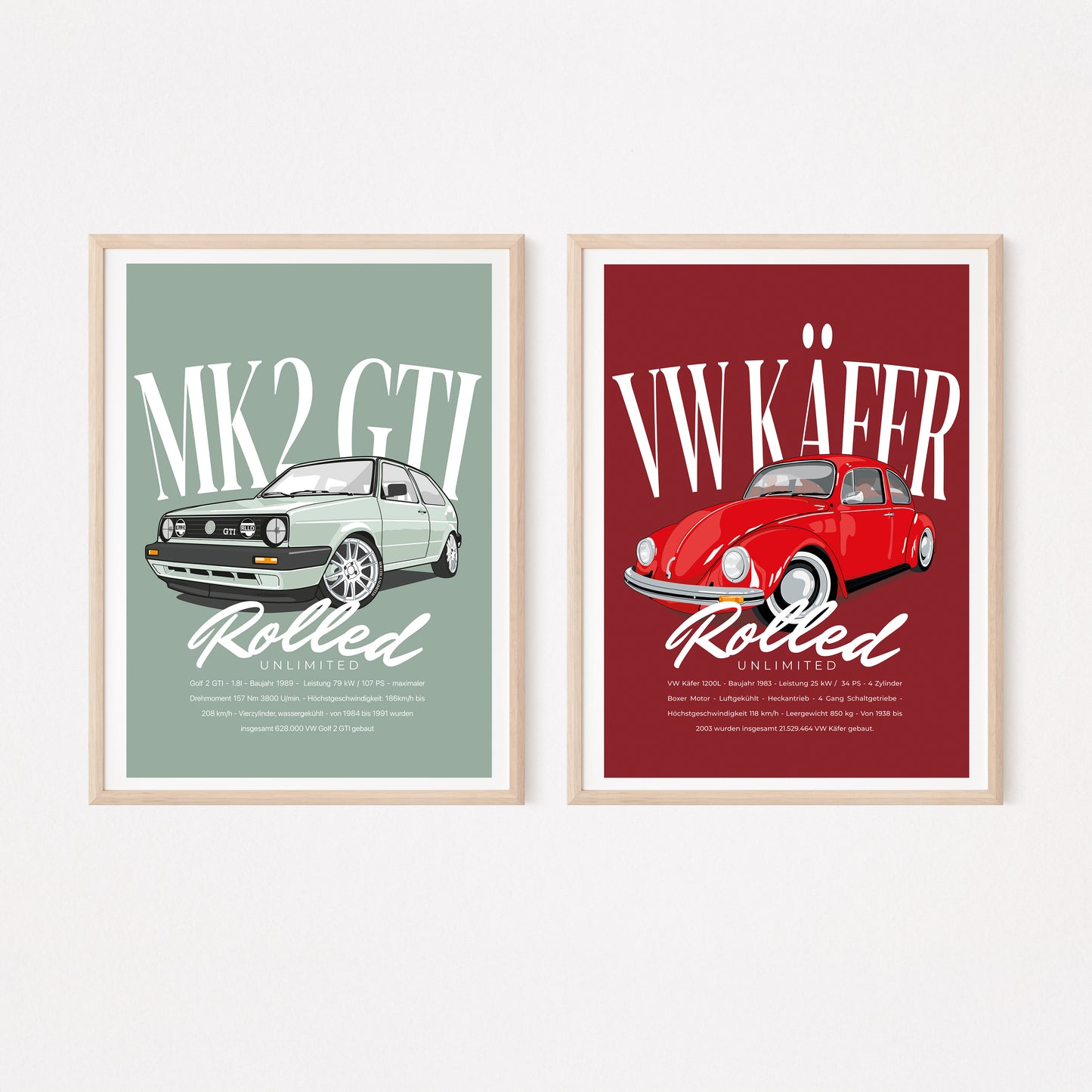 Golf 2 GTI | VW Käfer | POSTER SET