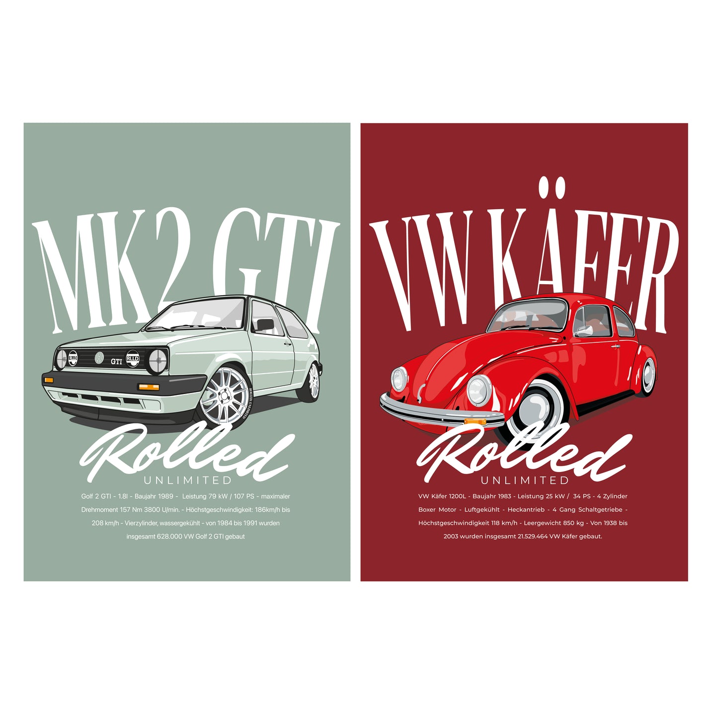 Golf 2 GTI | VW Käfer | POSTER SET